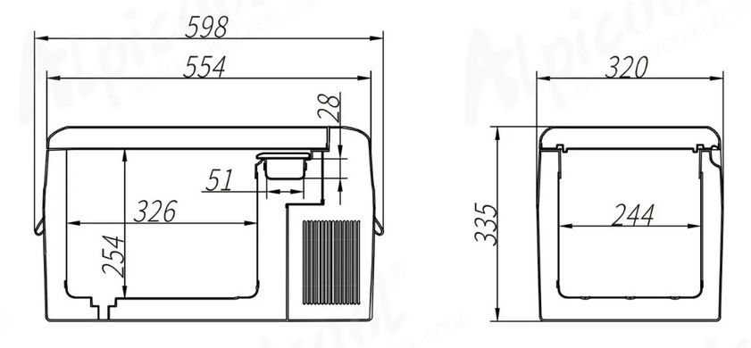 Автохолодильник компрессорный Alpicool G22 (22 л), 12/24/220 В